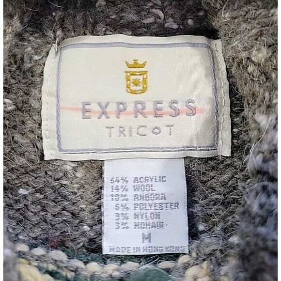 Express Tricot Chunky Knit Sweater Size Med Fair Isle Wool Angora Acrylic Silk - Picture 4 of 15